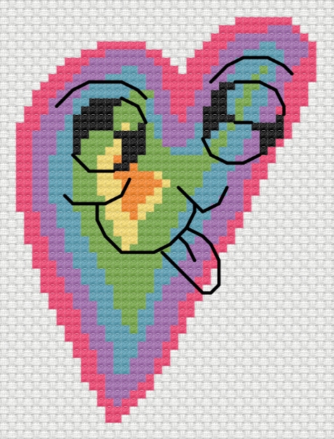 Rainbow Heart cross stitch pattern